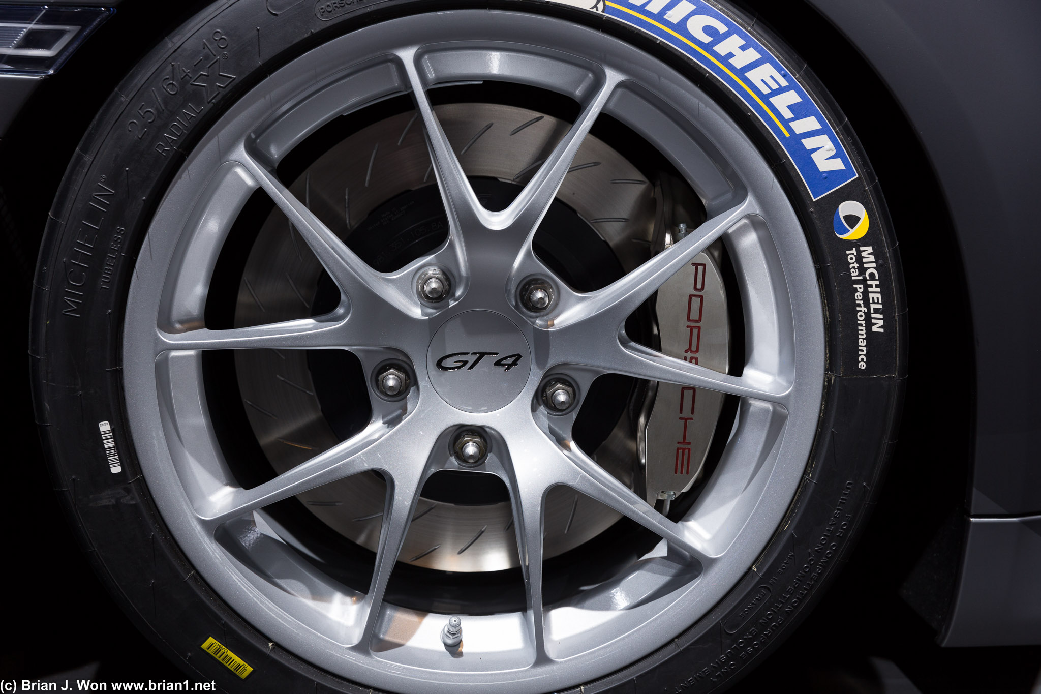 Cayman GT4's steel brakes. Note compact caliper.