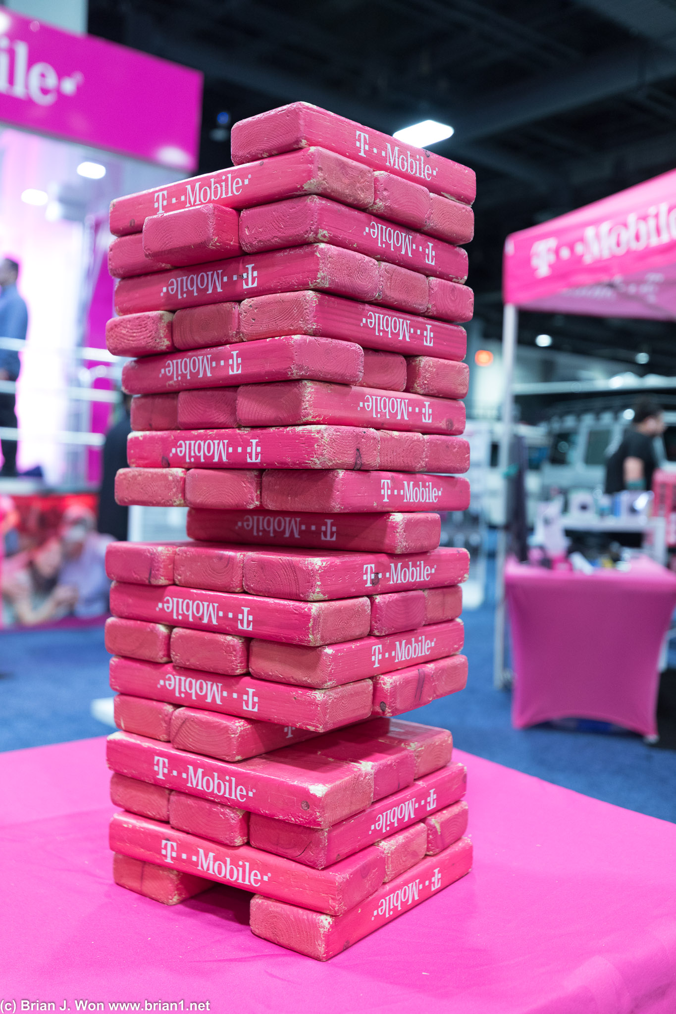 Giant jenga set at T-Mobile.