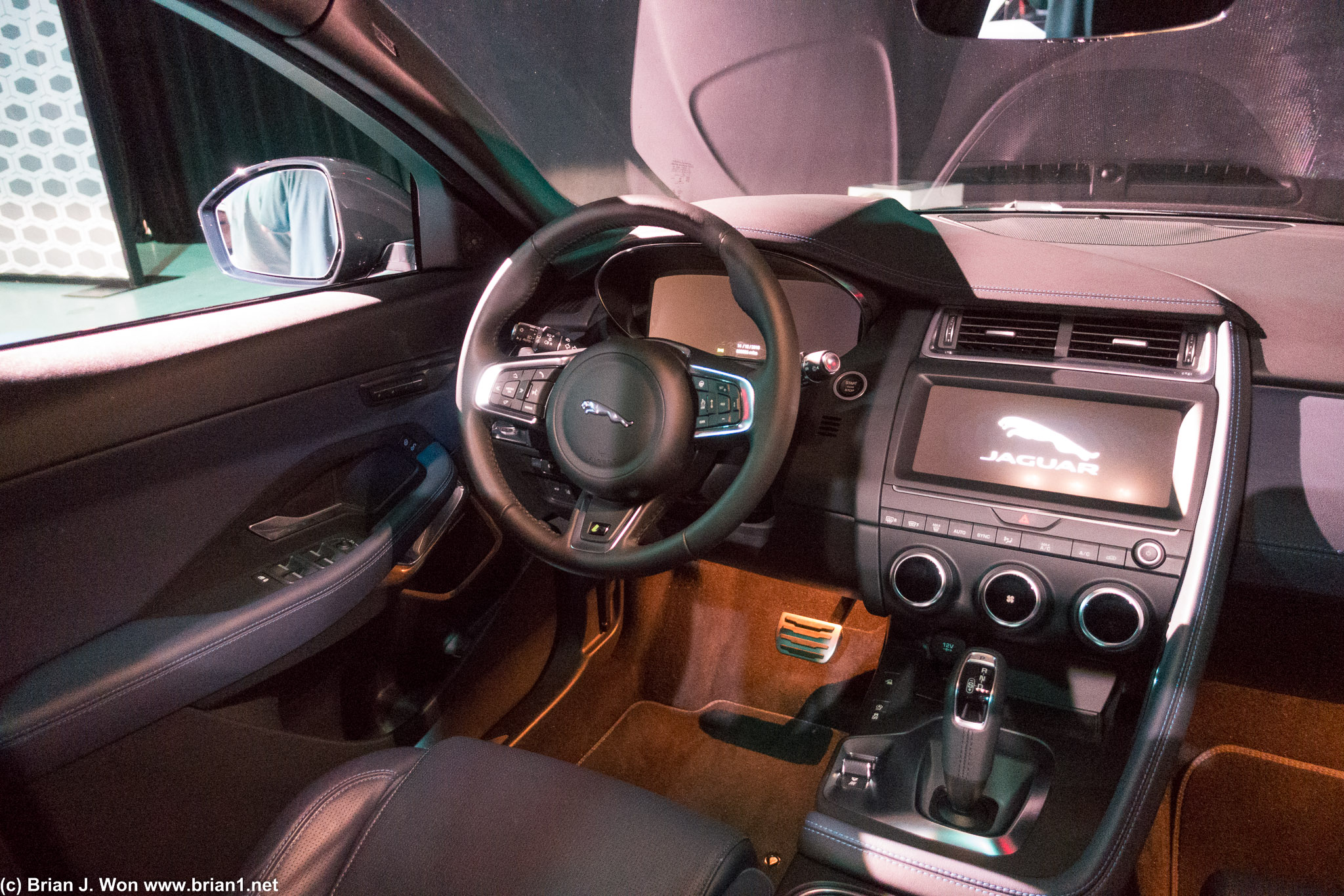 E-Pace interior is a plasticky and very plain compared to the higher-end vehicles.