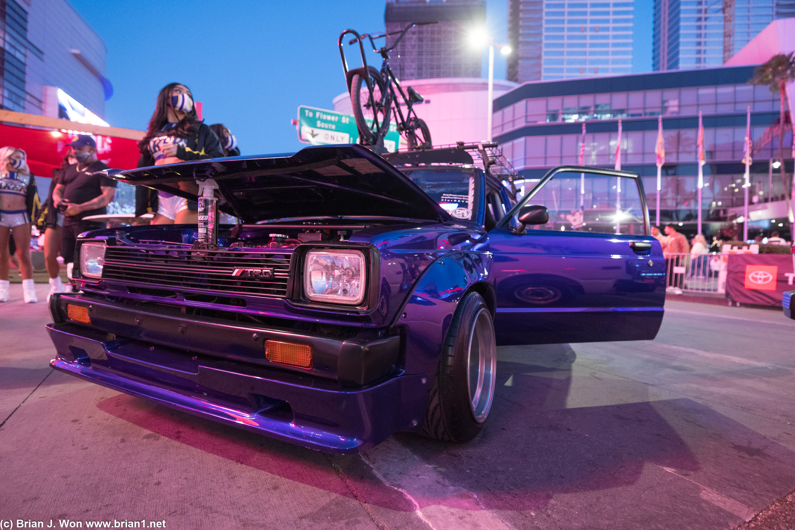Toyota owners' club event outside in Chick Hearn Ct.