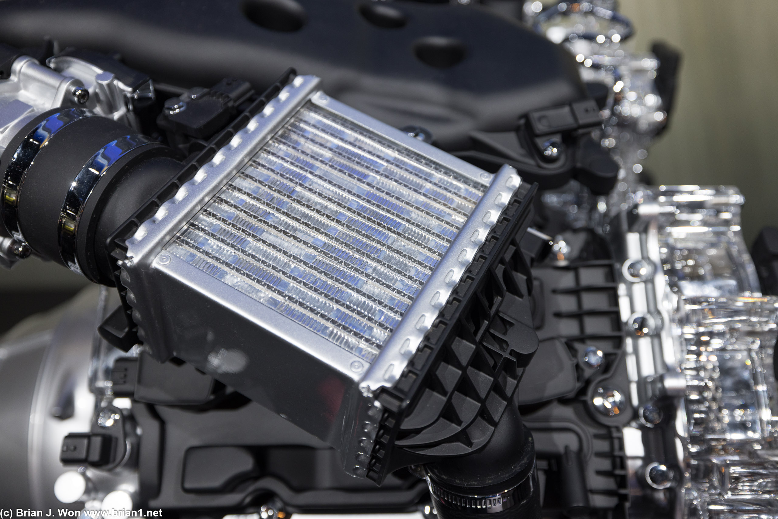 Top mount air to water intercoolers.