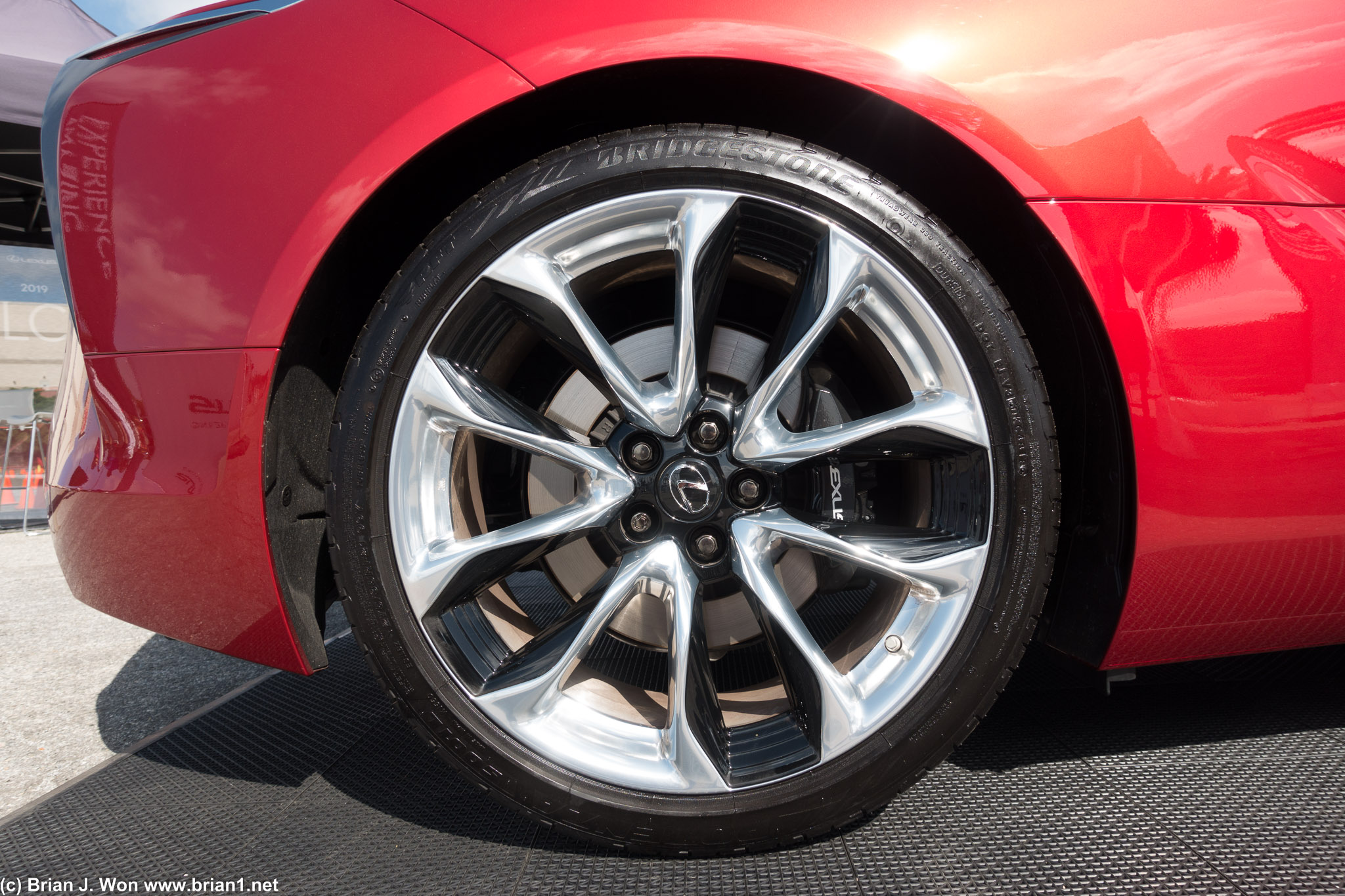 Lexus LC500 rear 4-piston Brembo brakes.