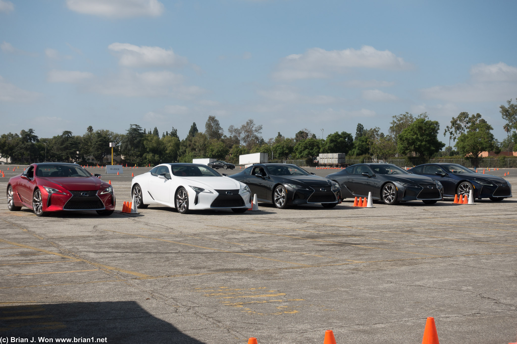 Lexus LC500's lined up for autocross.