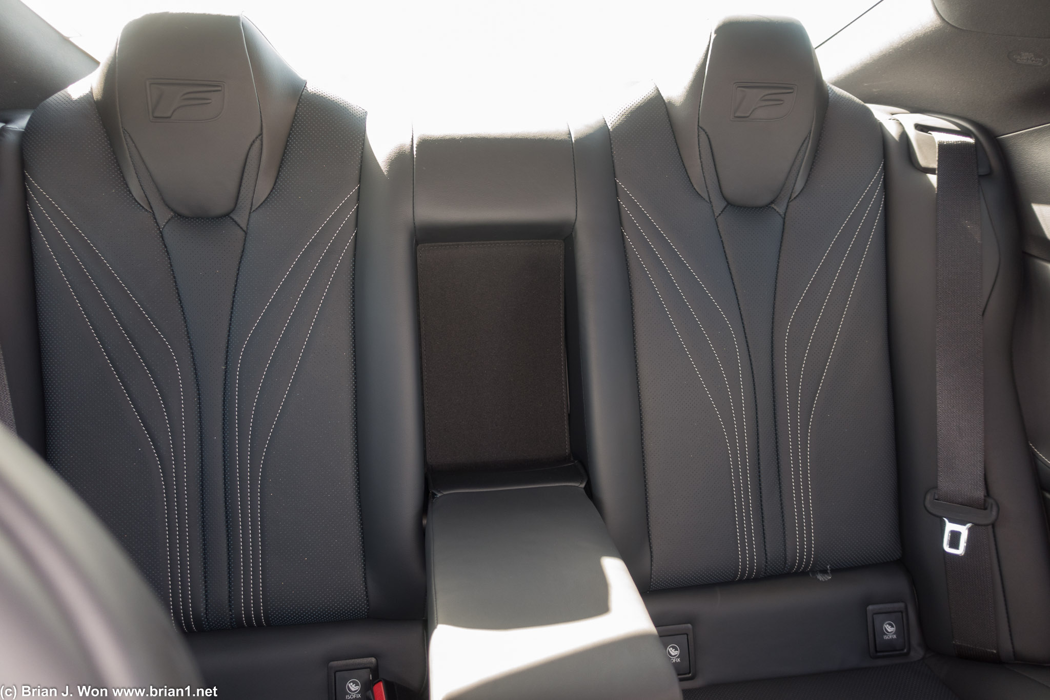 Lexus RC-F backseat. Again several steps down from the LC. And equally useless.